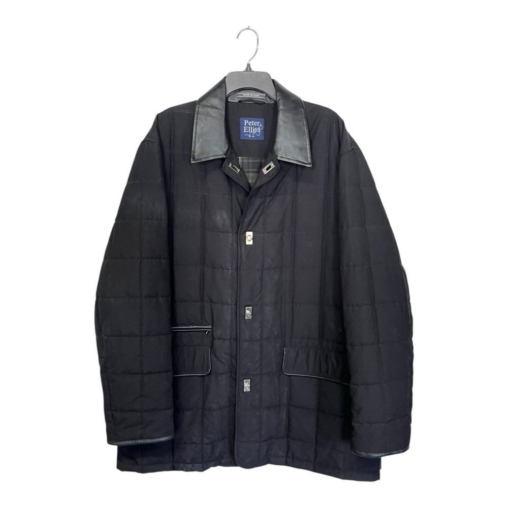Vintage Peter Elliot | Mens Black Quilted Puffer Flannel Long Winter Coat‎